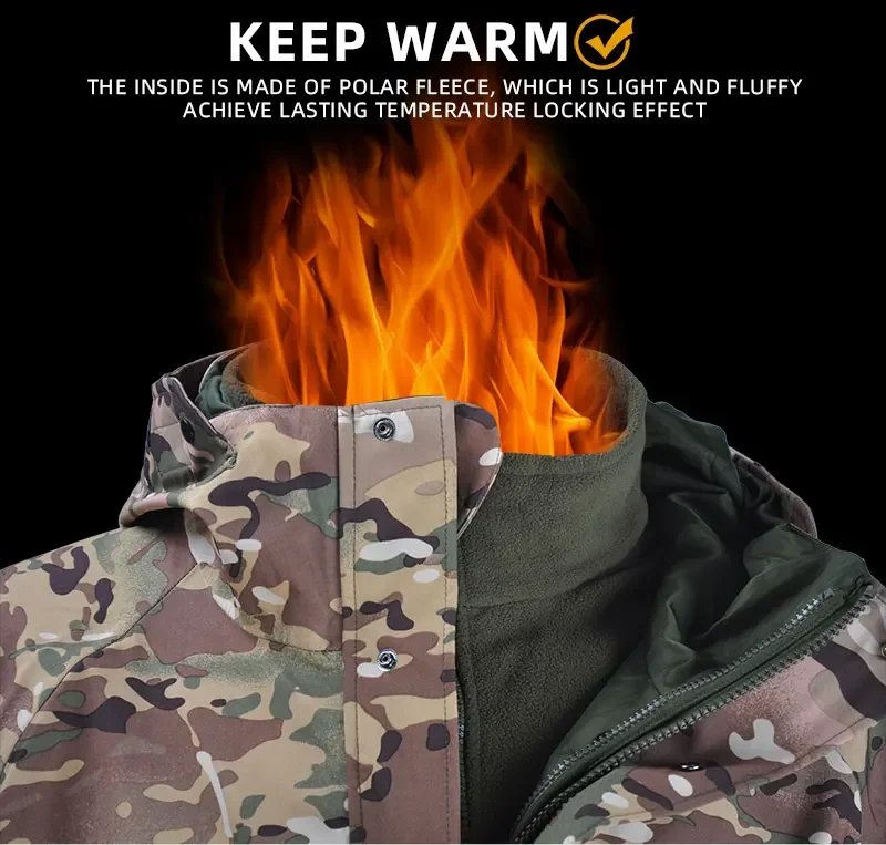 Tactical Climbing Camouflage s Thicken Warm Detachable Lining 2In1 Coats G8 Double Layer Pressure Waterproof