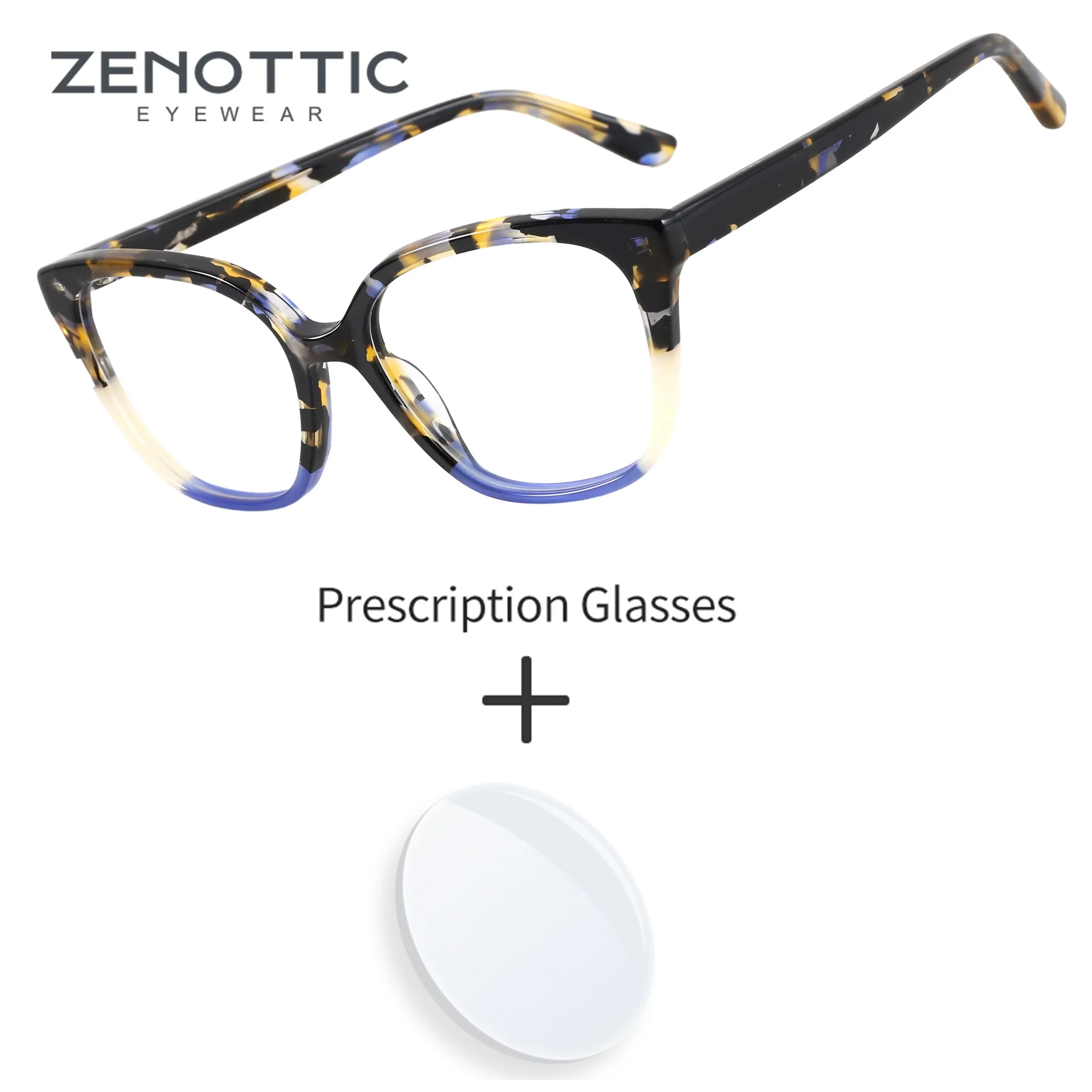 ZENOTTIC XXS Size Cat Eye Acetate For Women Prescription Glasses Blue Light Blocking Lenses Vintage Eyewear