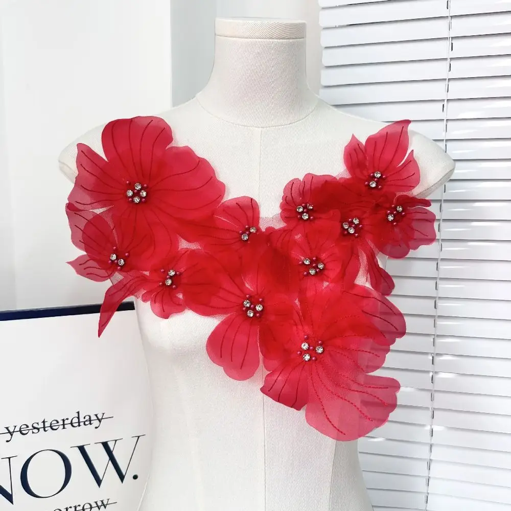 Mesh Flowers Cloth Patch Lace Flowers Clothing Accessories Cloth Decoration Patch DIY Hand-embroidered Lace Embroidered Patch