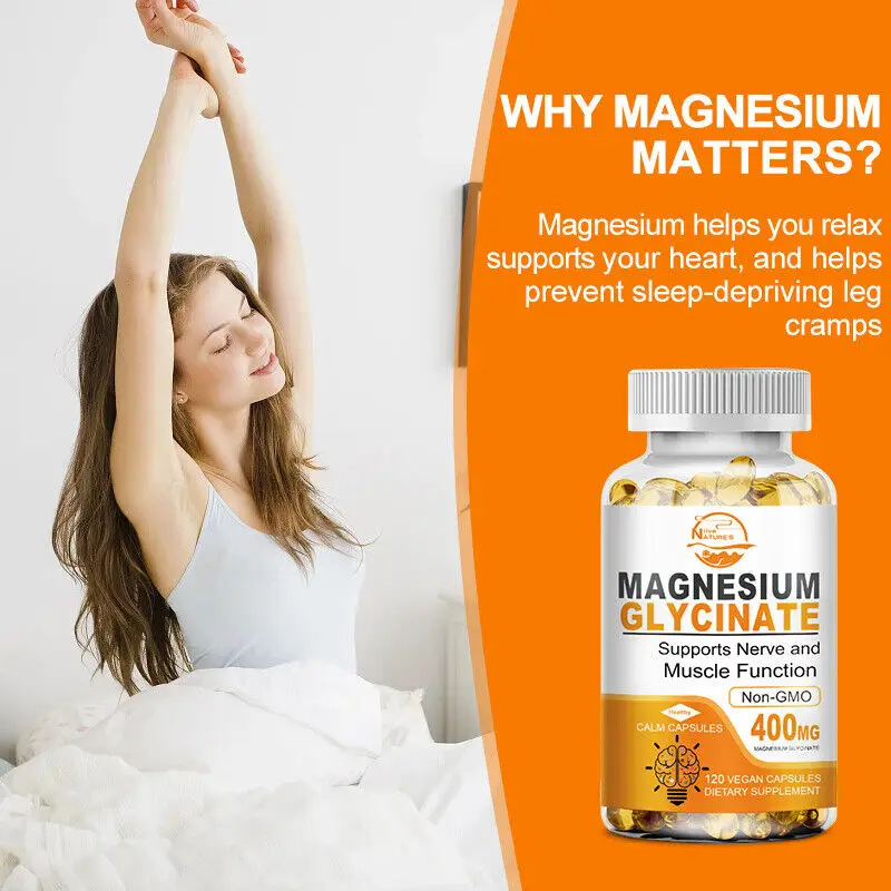 Magnesium Glycinate kapsul 400mg meningkatkan stres tidur & kecemasan meredakan