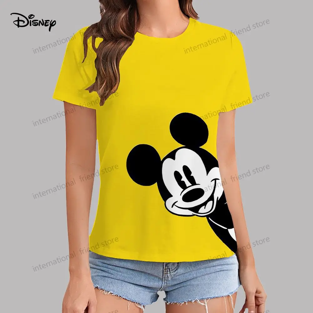 Women's  T-shirt Disney Mickey Mouse T-shirts XS-3XL Y2k O Neck Street Wear Leisure Summer Youthful Woman Clothes Cheap Tops