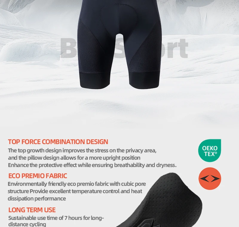 YKYWBIKE Herren-Radsport-Trägerhose, Italien-Schnittstellenpolsterung, 7-Stunden-Fahrrad-Trägerhose, Pro-Sommer-Rennrad-Trägerhose – Detail 5