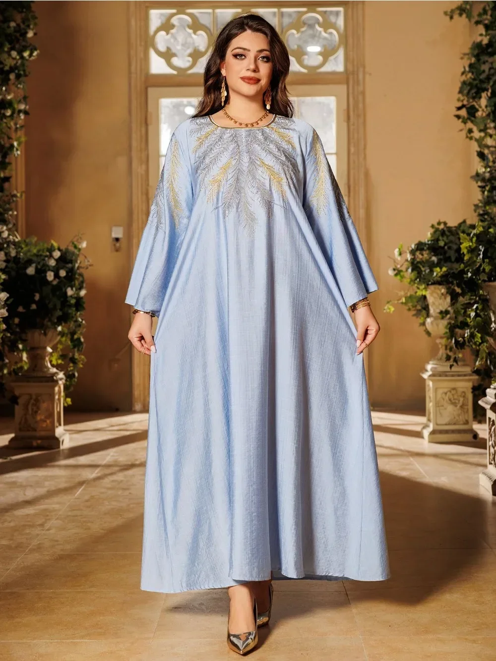 Marocchino Caftano Eid Abaya Musulmano per Le Donne Abiti Da Festa Jalabiya Modesto Ramadan Dubai Abaya Islam Abiti Arabo Abito Lungo 2024