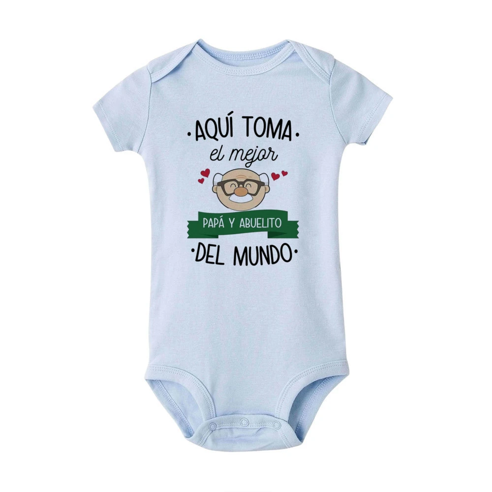 Best Grandpa & Grandma Spanish Printed Baby Bodysuit Clothes Funny Newborn Toddler Jumpsuit Summer Clothes Infant Shower Gifts