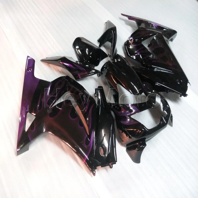 injection Fairings kit for ZX250R EX250 2008 2009 2010 2011purple flames 08 09 10 11 12 ABS bodywork kit motorcycle fairings