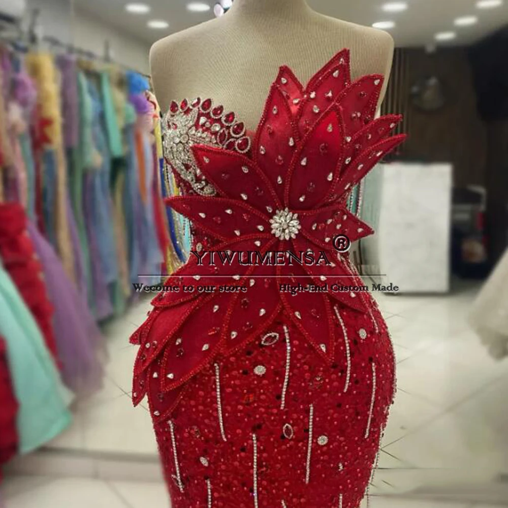 

Designer Sweetheart Mermaid Prom Dresses For Black Girls Sparkly Sequins Beads Stones Evening Gowns Customized Bride Party Dress