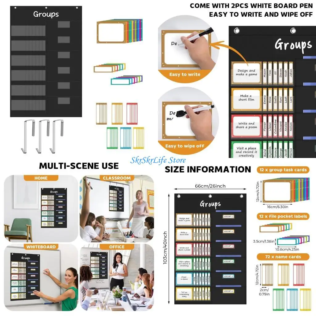 

E65E Teacher Organization PVC Nylon Pocket Display For Student Task Coordination