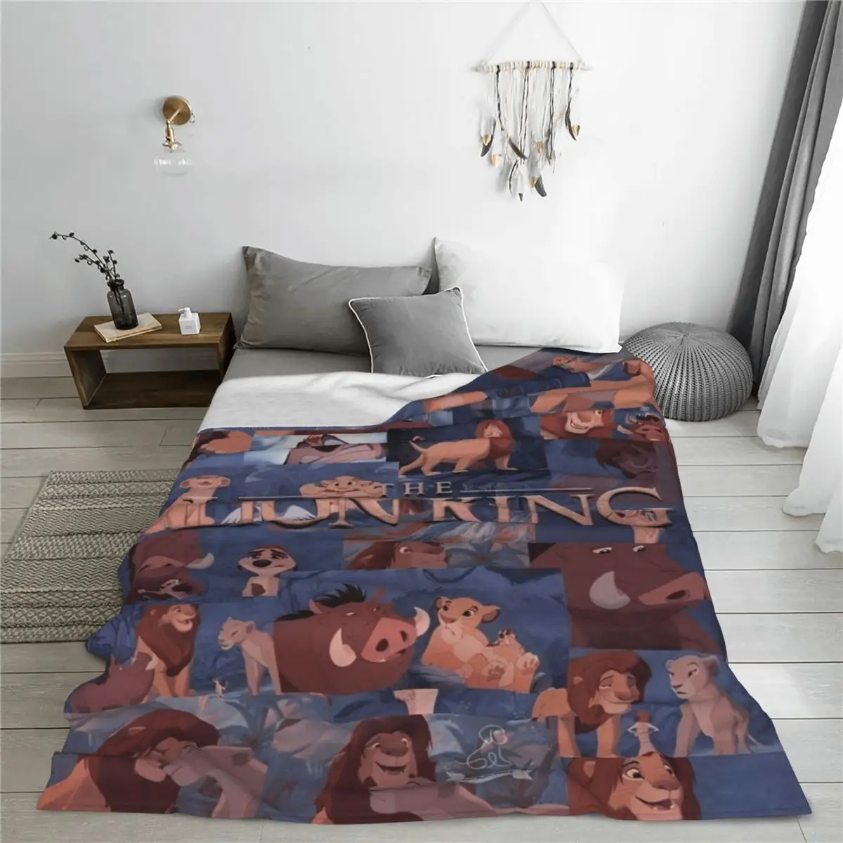 Lion King Simba Cartoon Blanket Flannel Printed Pumbaa Nala Portable Super Warm Throw Blankets for Sofa Car Bedspreads