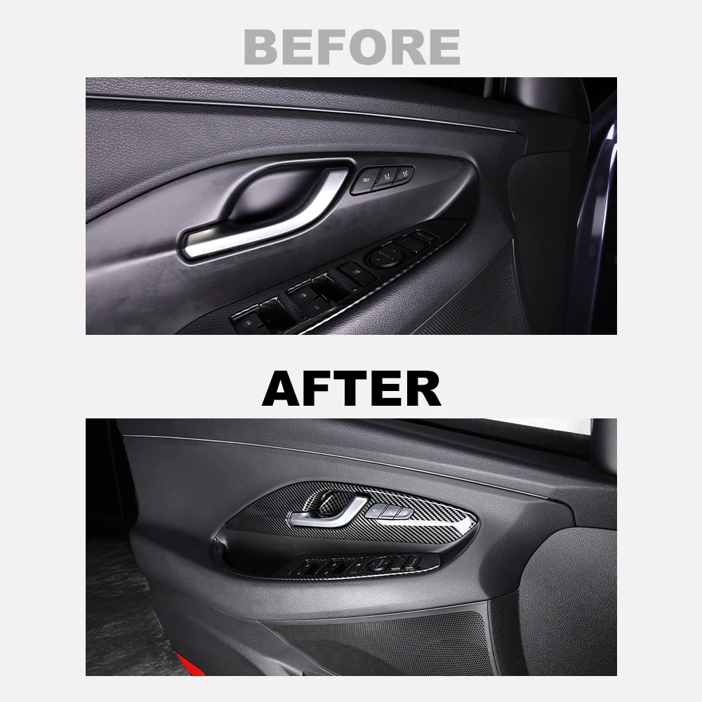 

LHD/RHD For Hyundai I30/I30 N 2017-2025 Car Tuning Carbon Fiber Red Inner Door Handle Cover Car Interior Decor Accessories