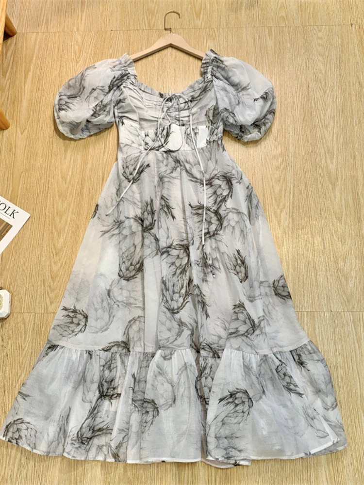 فستان نسائي مطبوع عليه زهور ، فساتين حفلات متوسطة الطول ، مثير ، على الطراز الفرنسي ، كاجوال ، على الموضة الكورية ، أنيق ، كلاسيكي ، صيفي ، جديد ،