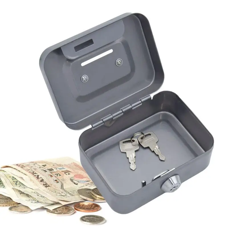 Small Money Lock Box Security Box Safe Lock Box Mini Metal Cash Box Money Bank Metal Coin Bank Security Box Sturdy Cash Box