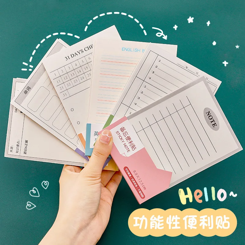 Multifunctional Horizontal Line Sticky Notes Carry-on Memo Plan Word Sticky Note Pad