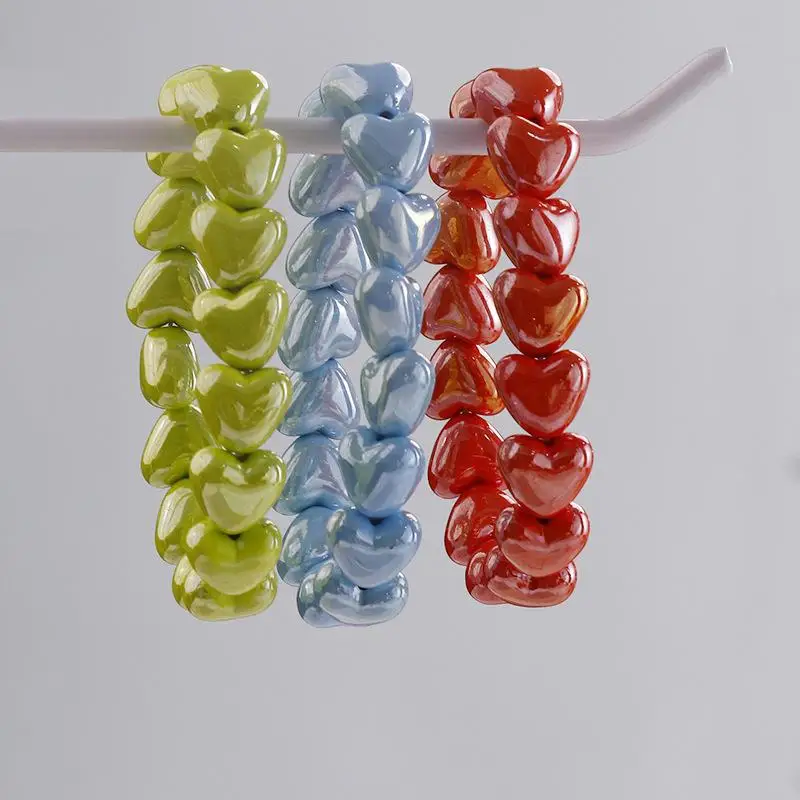 1 Stück Modisches Buntes Herz-Perlenarmband Retro Niedlicher Damenschmuck Geschenk Armreif Valentinstagsgeschenk – Detail 6
