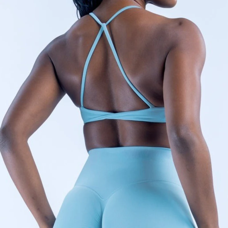 Pericic Twist Back BH Sexy Rückenfreies Gepolstertes Gym-Top Damen Yoga-BH Mittlere Stütze Atmungsaktiver Sport-BH Fitness-Tanktops – Detail 4