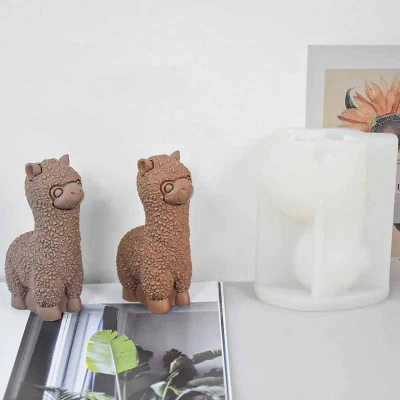 2026 latest model diy alpaca aromatherapy candle silicone mold, 3d animal soap gypsum resin handicraft gift home decoration mold