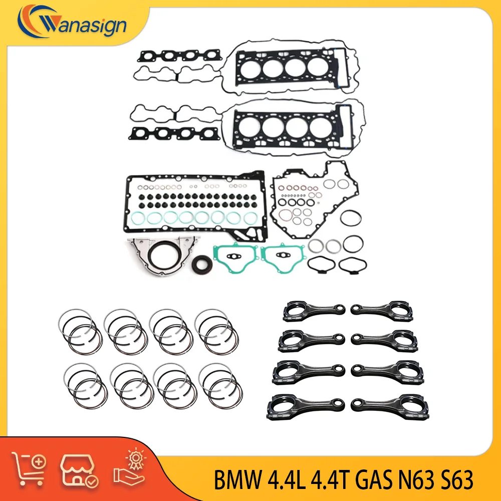 

AUTO Engine Overhaul Gasket Piston ring Connecting rod kit For BMW 550i 750Li X5 X6 F10 F02 F07 E70 E71 N63 4.4L 4.4T 2007-2018