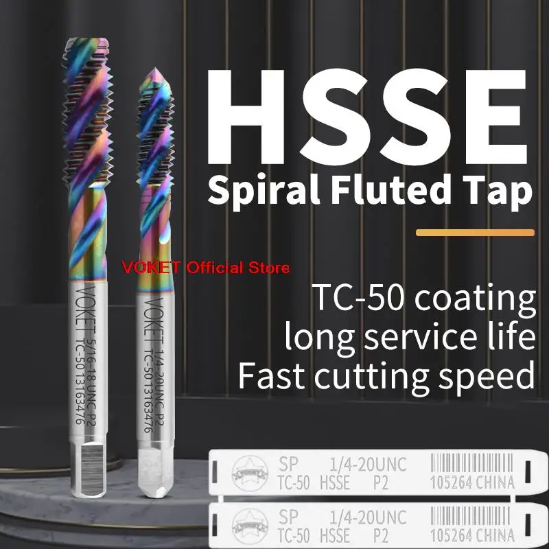 HSSE Spiral Fluted Tap UNC 1-64 2-56 3-48 4-40 5-40 6-32 8-32 10-24 12-24 1/4 5/16 3/8 7/16 1/2 9/16 5/8 3/4 Machine Thread Taps