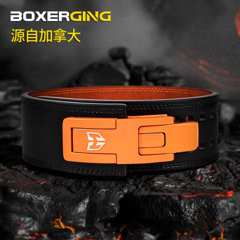 Men's Powerlifting Belt with Quick Release - Genuine Leather Lever Belt for Squat Deadlift & Lifts, Bodybuilding Gear