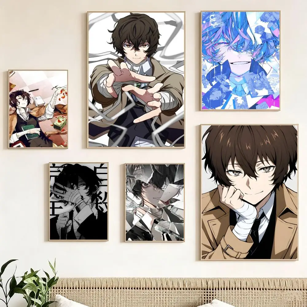 BSD Anime Character D-Dazai Osamu Poster impermeable para el hogar sala de estar dormitorio bar decoracion estetica