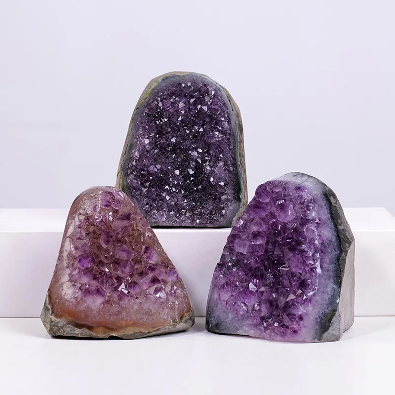 Natural Uruguayan Amethyst Cluster Cave Druzy Geode Healing Stone Crystal Mineral Specimen Home Decoration 