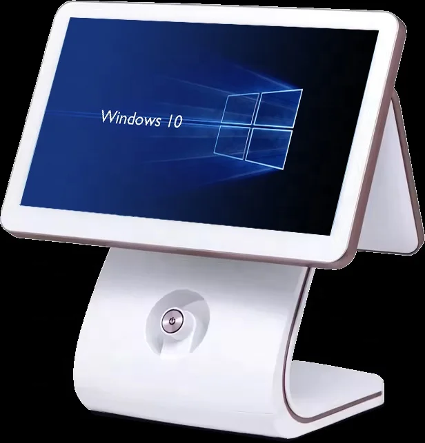 معالج Windows 10/11 عالي I5 8GB 128GB SSD مزدوج 15.6 بوصة عرض قابل للتخصيص ماكينة تسجيل المدفوعات النقدية POS