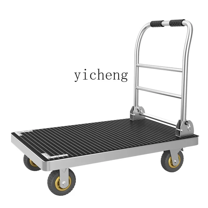 

flatbed trolley, push goods folding silent heavy duty household handling trolley