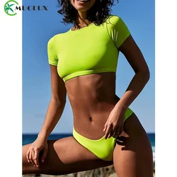 MUOLUX 2024 Ladies Two Piece Push Up Swimsuit Low Waist Thong Bikini Set Solid sport Women Swimwear Vintage Female Bathing Suit