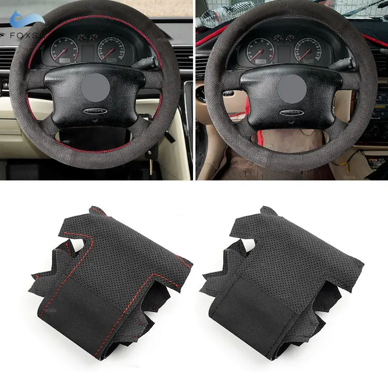 Für VW Golf 4 MK4 1998-2004 Passat B5 1996-2005 (4 Speichen) Wildleder Leder Auto Innen Lenkrad Abdeckung Trim Innen Zubehör