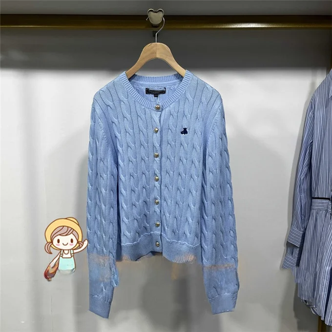 

Spring 2025 Women's College Sle Knitted Sweater Coat Textured 3D Knotted Sve Long round Ne Regular Length Cartoon Sweet