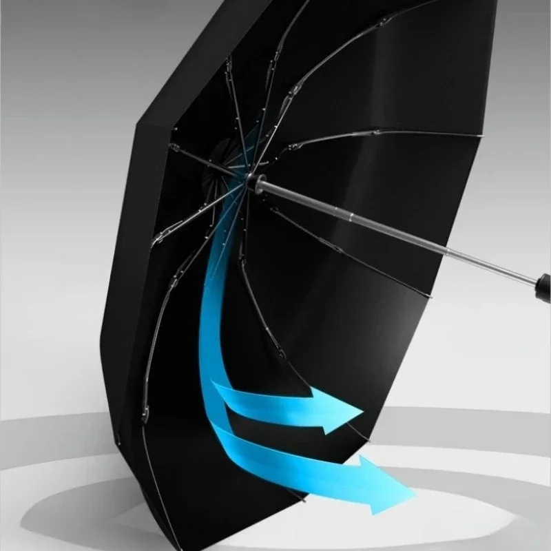 New Automatic Umbrella Three-Folding Umbrella Strong Wind-Resistant Shrinkable LED Sunshade UV Protection Outdoor Umbrella