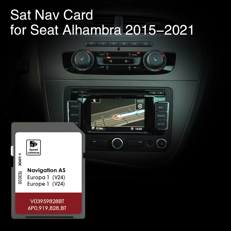 Image of Für Seat Alhambra Navi-System 2015-2021 Auto-Navigations-SD-Karte MIB2 AS V24 Kartenabdeckung Niederlande Deutschland Frankreich