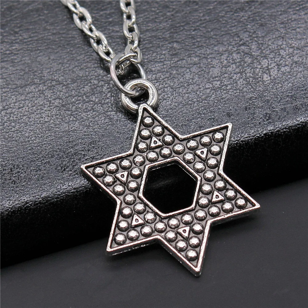 Simple Fashion Vintage 2 Colors 28x20mm Star Of David Pendant Necklace Jewelry For Women