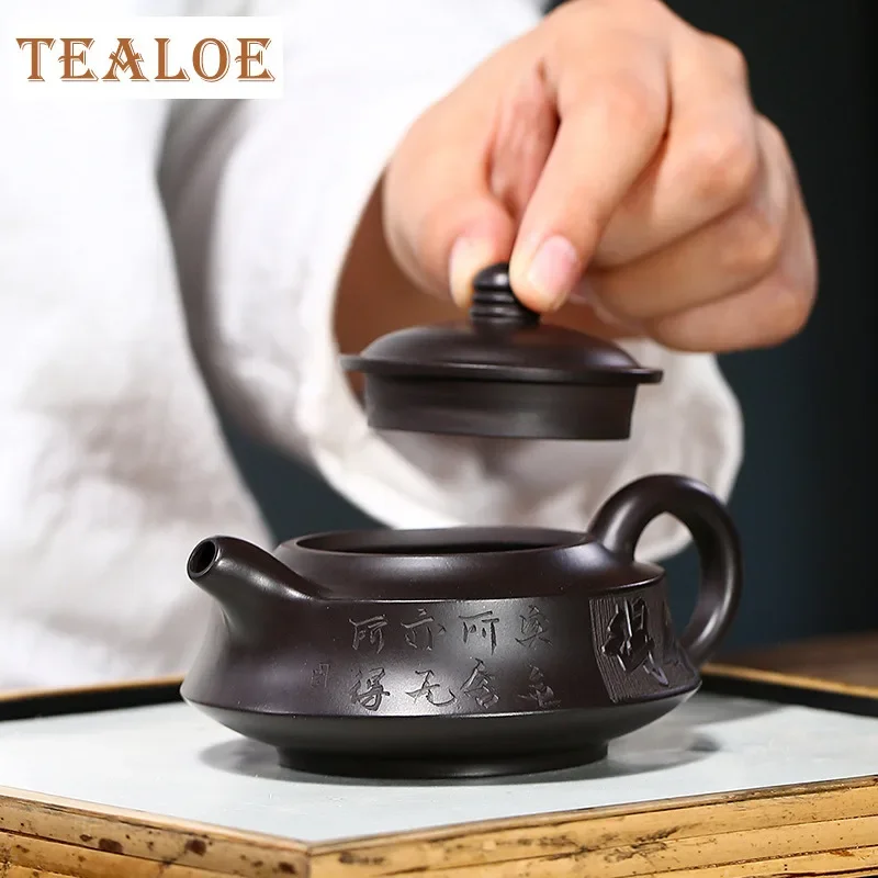 140ml Creative Yixing Purple Clay Teapots Master Handmade Circle Pot Raw Ore Black Mud Tea Maker Kettle Zisha Tea Set Ornaments