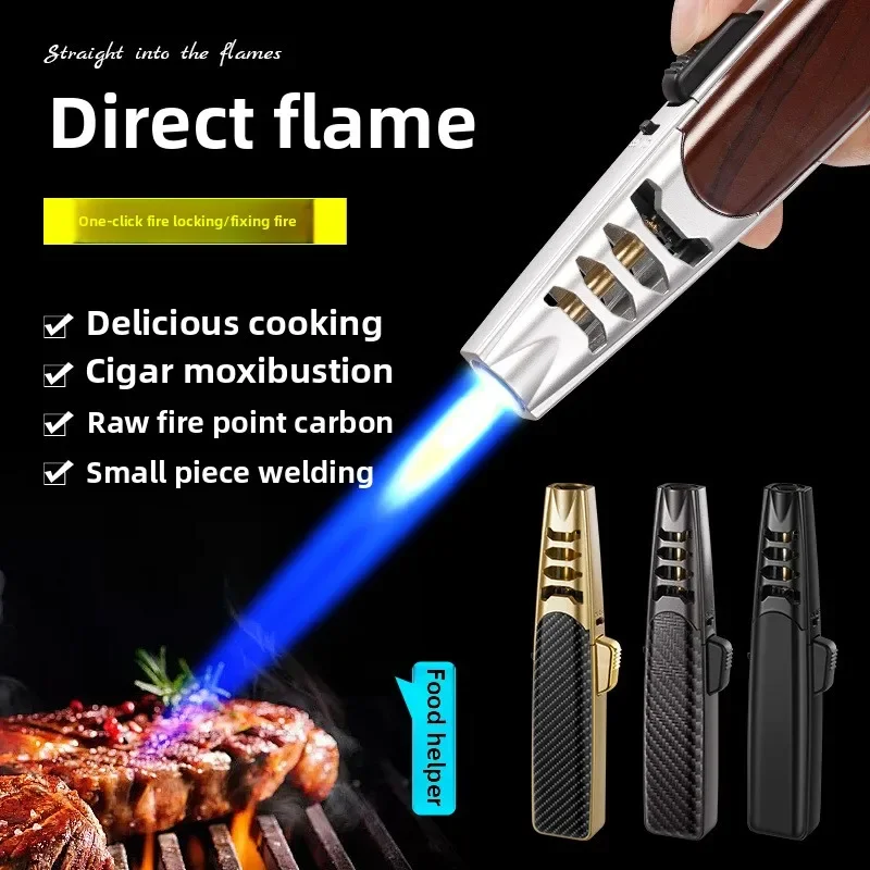 

Металлическая газовая зажигалка в стиле светового меча, мощная турбинная струйная горелка с красным пламенем, уличный компас, ветрозащитная зажигалка, инструмент для сварки сигар для барбекю