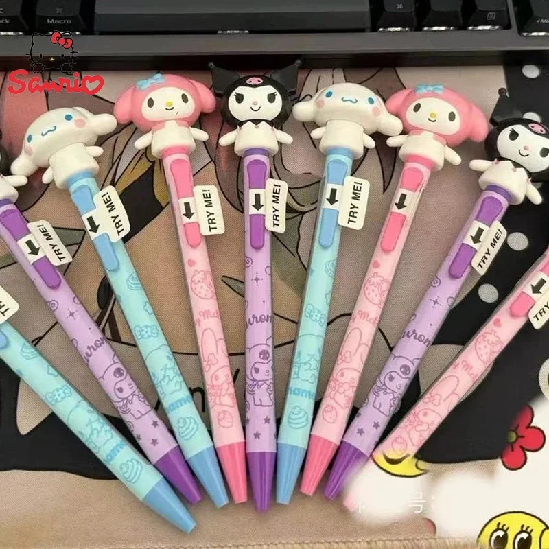 Anime Hello Kitty Cheer Up Pen Cinnamoroll Kuromi Gel Pen Melody Swinging Arm Fun Pen Speed Drying Student Christmas Gifts