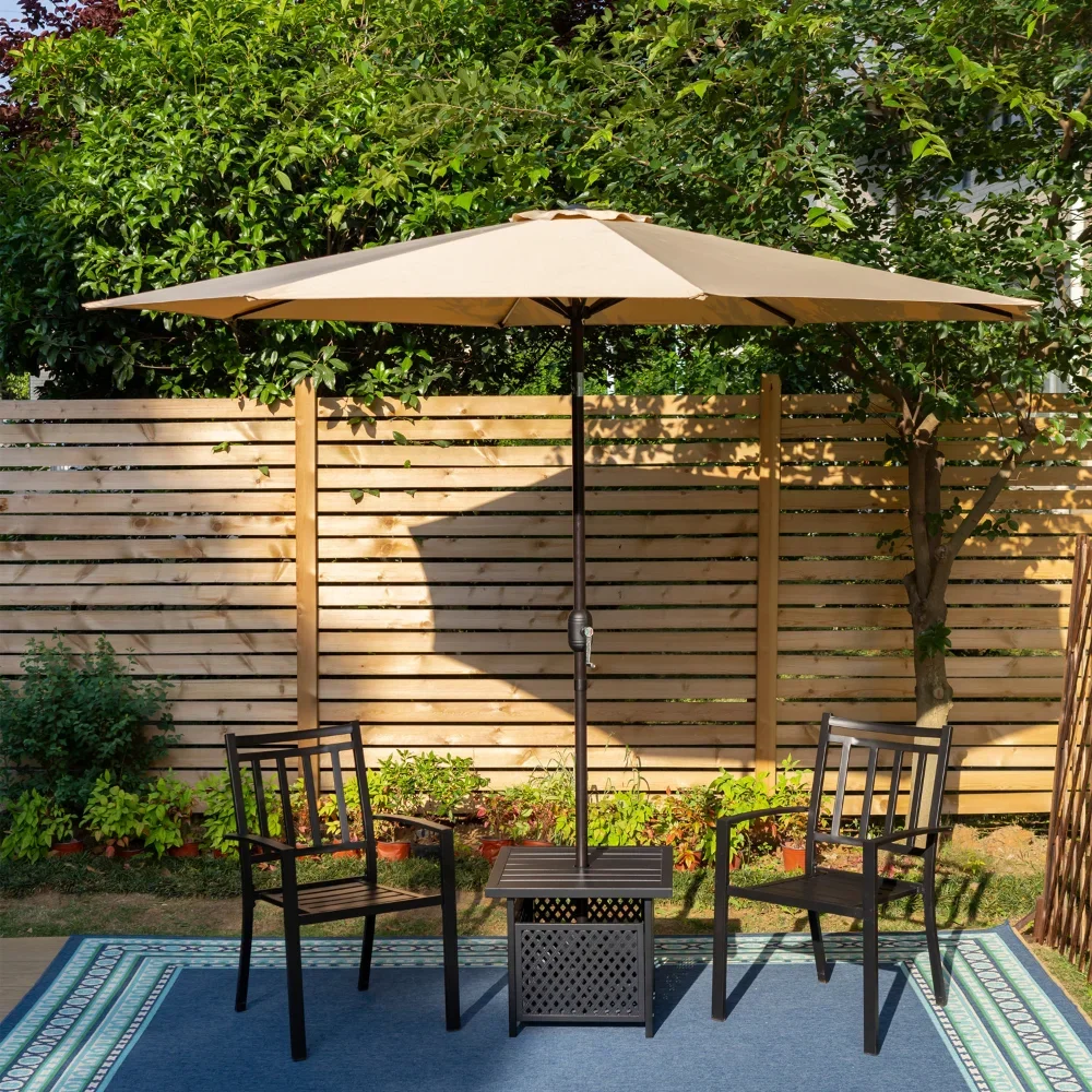 9ft Patio Umbrella with 8 Sturdy Ribs with Push Button Tilt/Crank Outdoor Market Table Umbrellas, 9.00 X 9.00 X 7.20 Feet