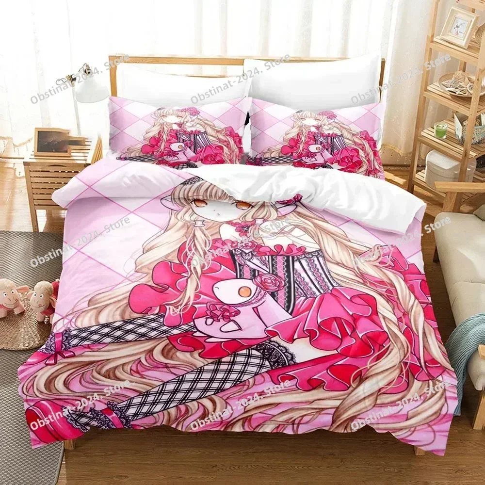3D Print Anime Chobits Chi Bedding Set Printed Bed Set With Pillowcase Bed Duvet Cover Soft Single Double Queen Super King Size