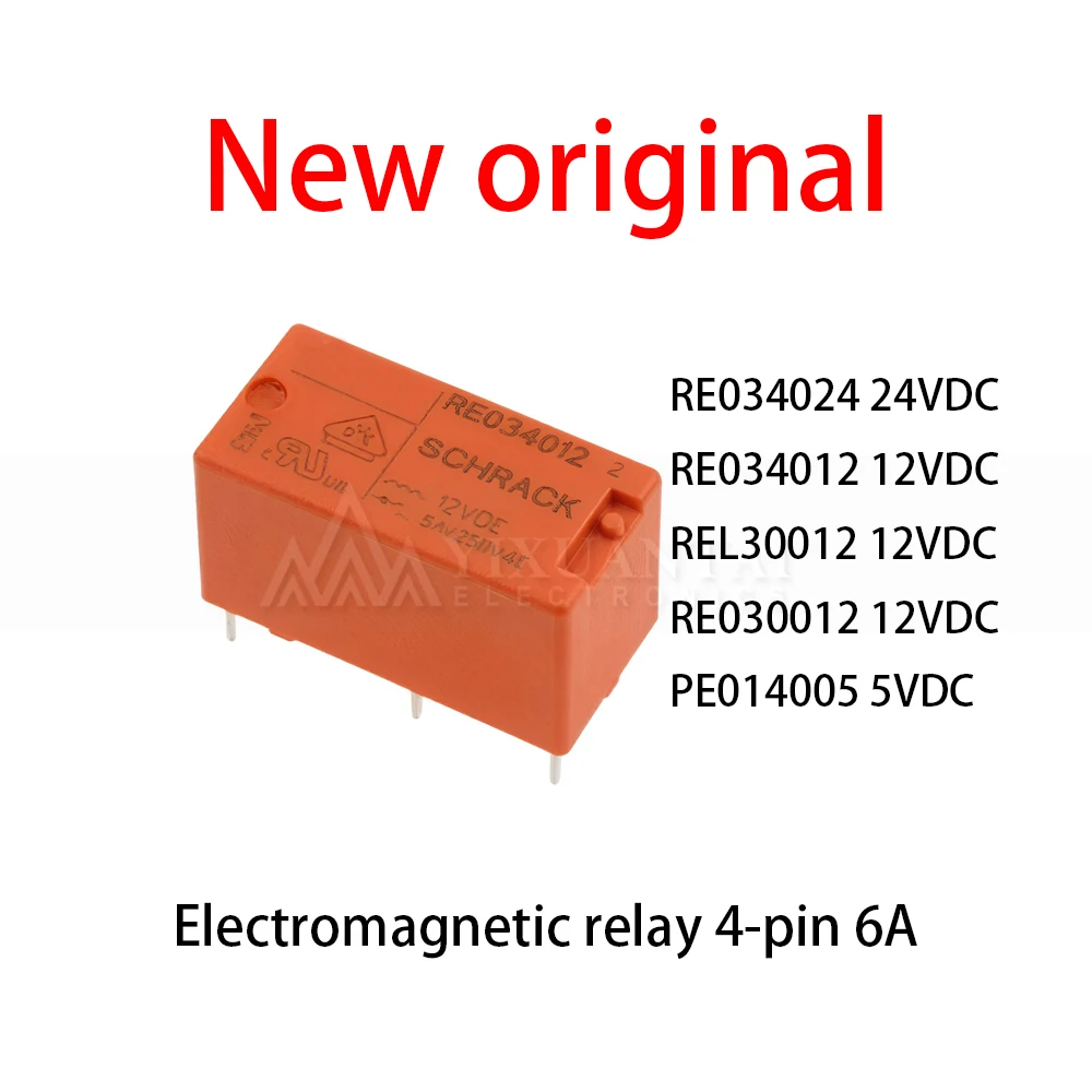 (10pcs) New RE034024 24VDC RE034012 12VDC REL30012 12VDC RE030012 12VDC  Electromagnetic relay 4-pin 6A