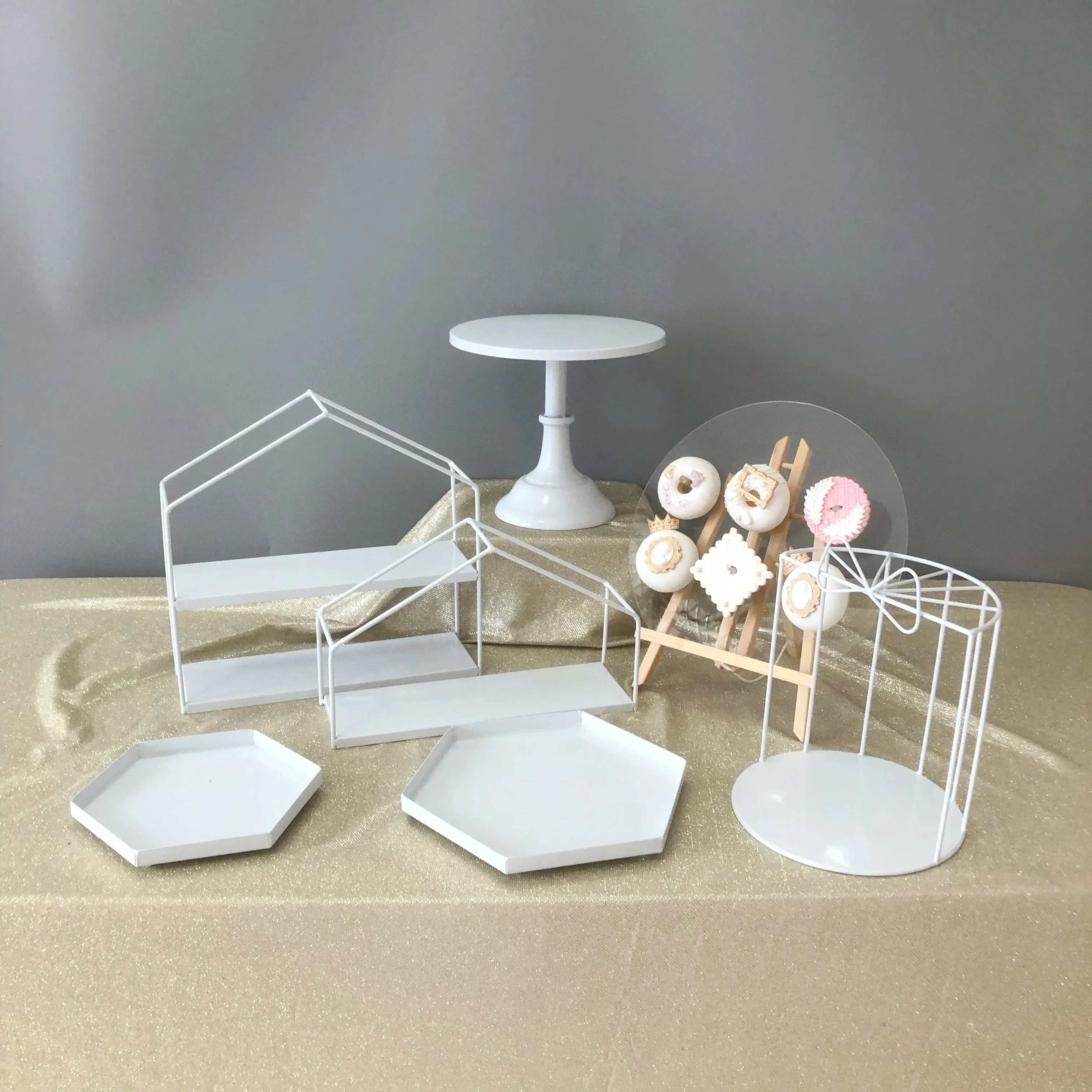White wedding dessert table ornament display stand