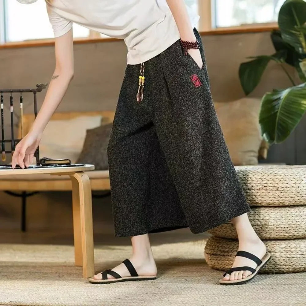 FGKKS Pantaloni casual da uomo Moda nuovissimi pantaloni di qualità stile allentato tinta unita Pantaloni al polpaccio maschili