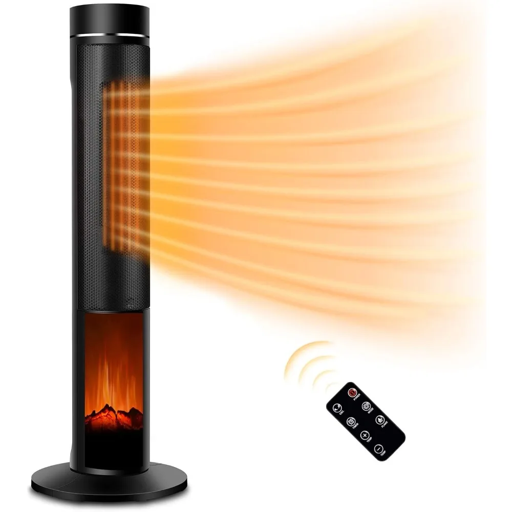 

Space Heater -36 Inch Ceramic Tower Space Heater with Thermostat, Fast Heating, 3D Realistic Flame, Oscillation, Remote Control