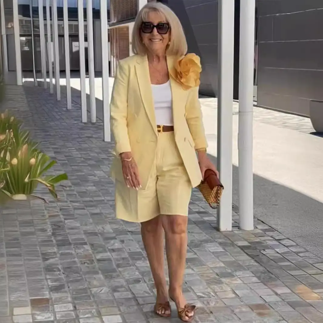 

Women's Suit Set with Collar Top orts And Cardigan Long Sve Commute Sle Summer Collection Faionable Ladies Outfit