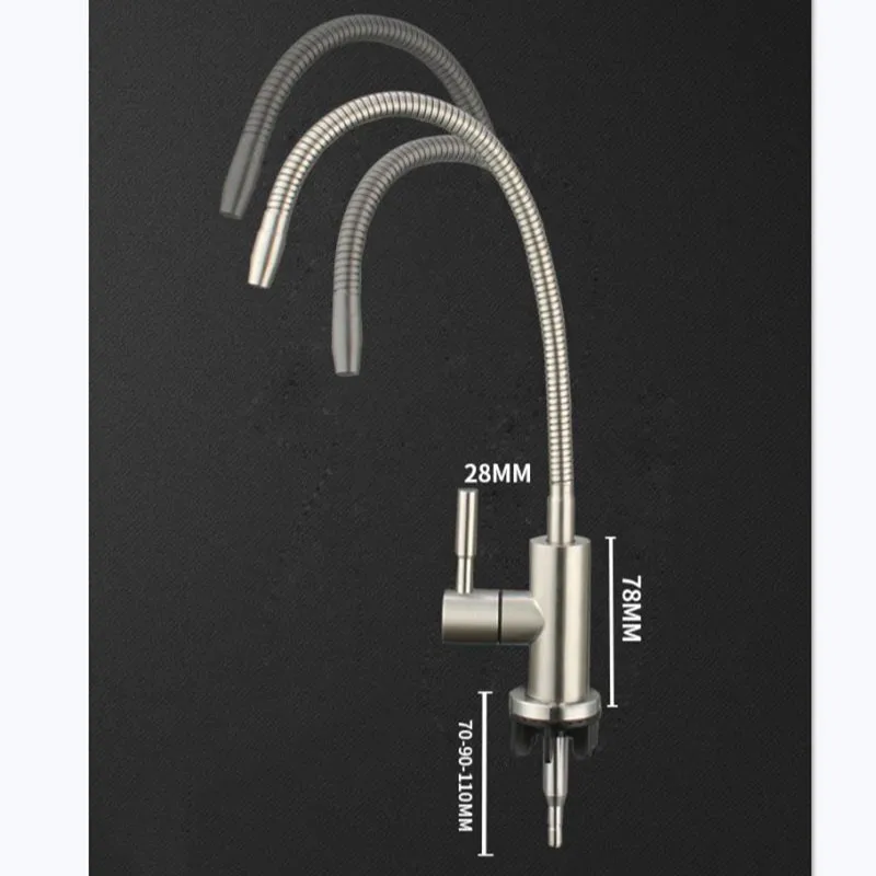 1/4" Kitchen Water Filter Tap Flexible Drinking Tap Water Purifier Faucet  304 Stainless Steel Kitchen Faucet