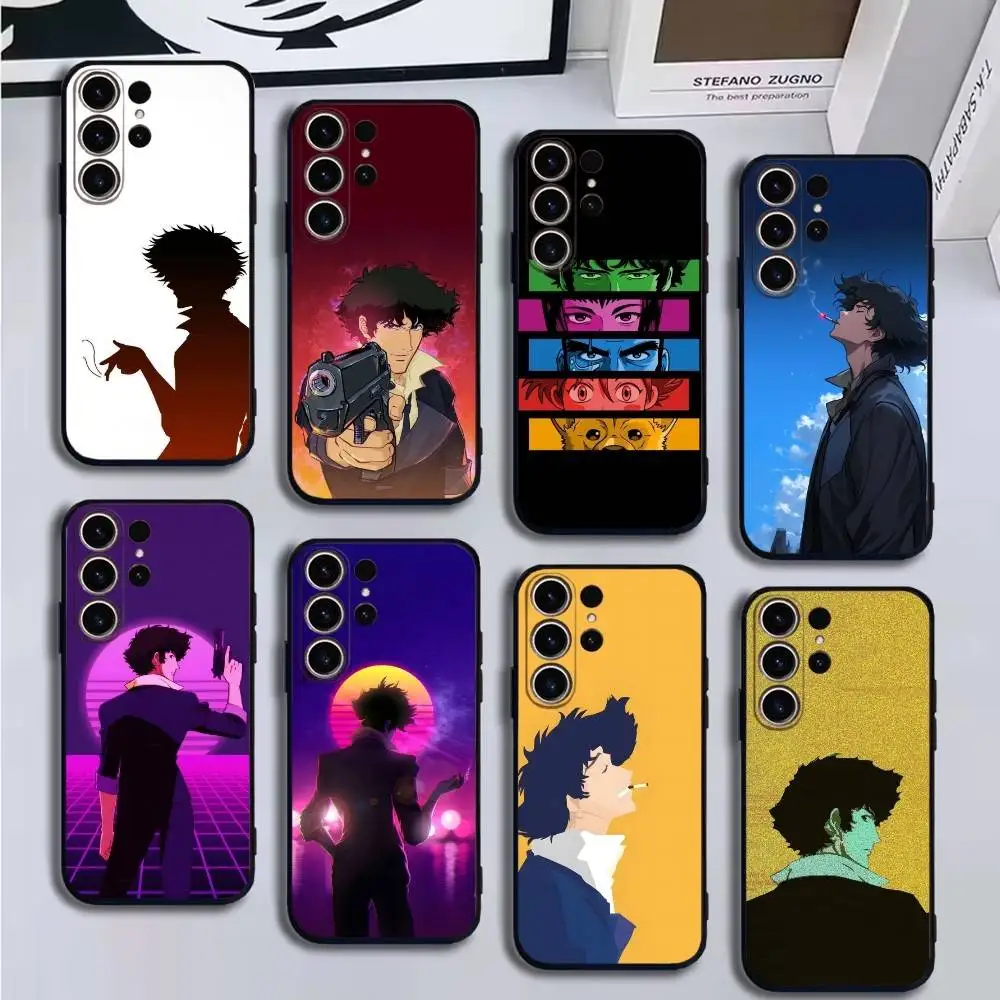 เคสโทรศัพท์คาวบอย บี-บีบอปสำหรับ SamsungS25,24,21,22,23,30,Ultra,20,Plus,Fe,Lite,Note,10,9,ปกสีดำนุ่ม