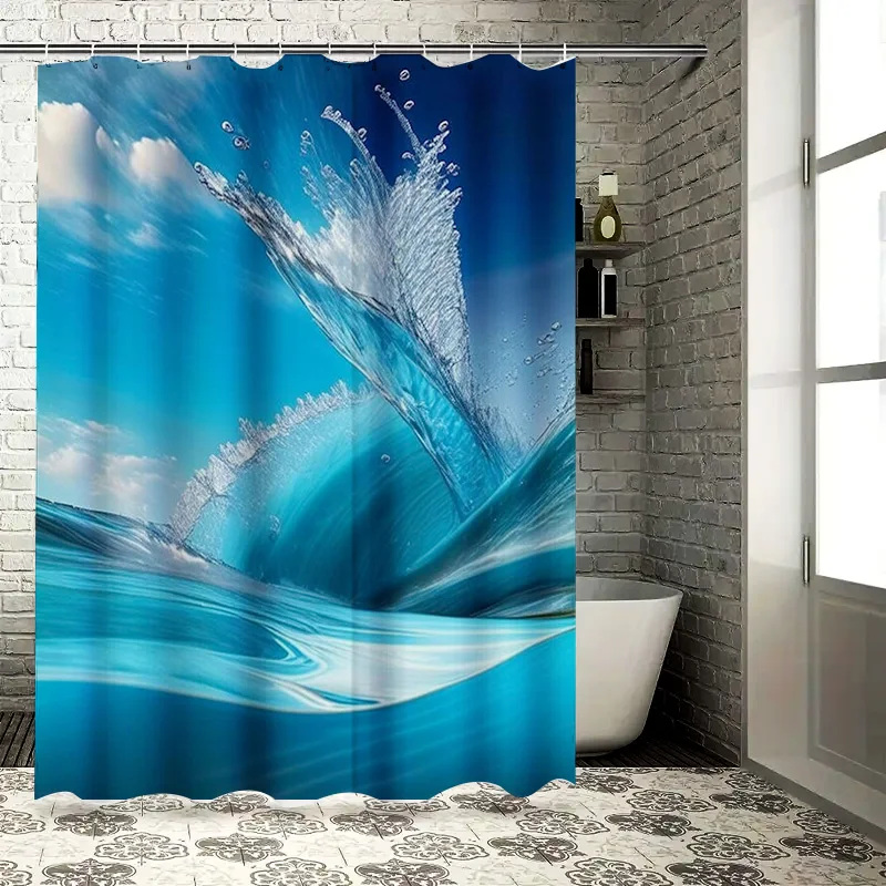 

Blue Ocean Splash Shower Curtain Waterproof Home Decor Bathroom Decoration 3D Printed Bath Mats Set 180X240cm