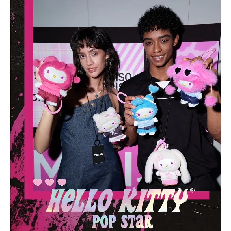 

Hellokitty Pop Star Series Vinyl Doll Plush Blind Box Bag Pendant Trend Toy Cute Cartoon Desktop Decor Ornament Mystery Box Gift