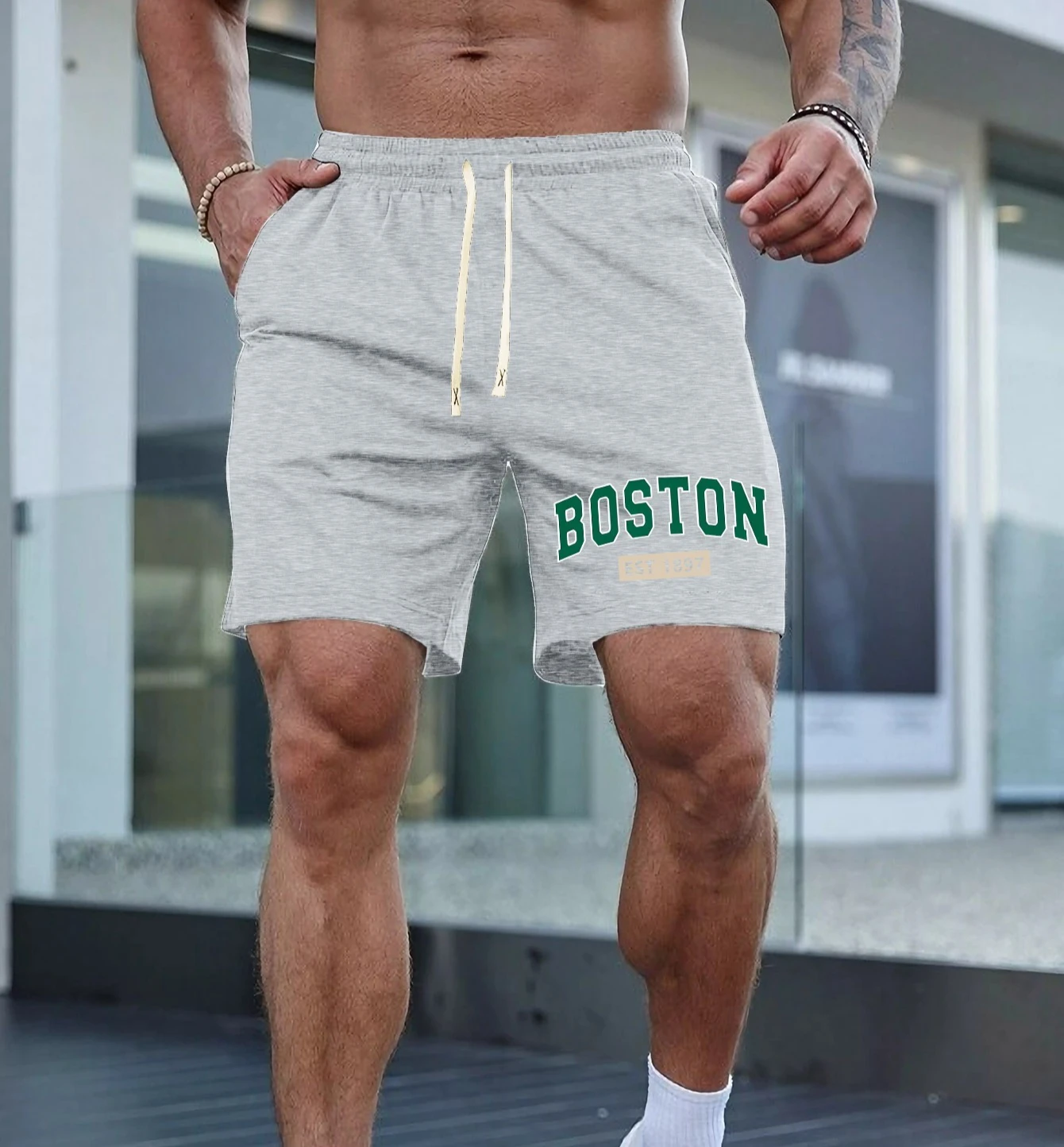 Summer Men's Fashionable Casual Sports Drawstring Shorts with Printed Pattern Shorts