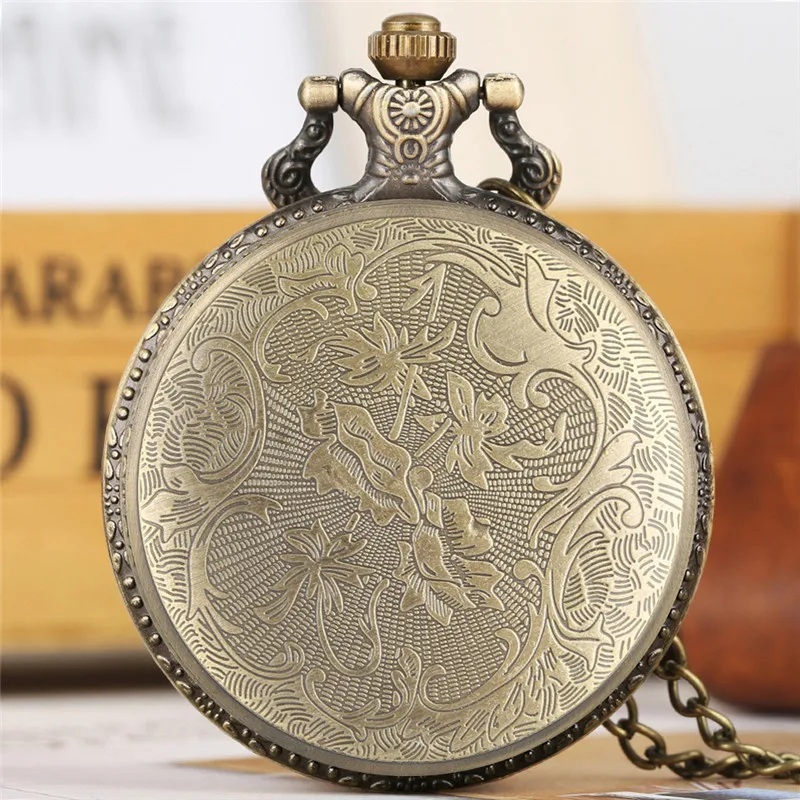 Vintage American U.S. Paratrooper Hollow Out Quartz Pocket Watch Necklace Chain for Men Women Arabic Number Clock reloj