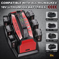 Replacement for Milwaukee M18 Battery Charger Station 6-Ports Simultaneous Rapid Charger For Milwaukee 14.4V-18V Battery Tools