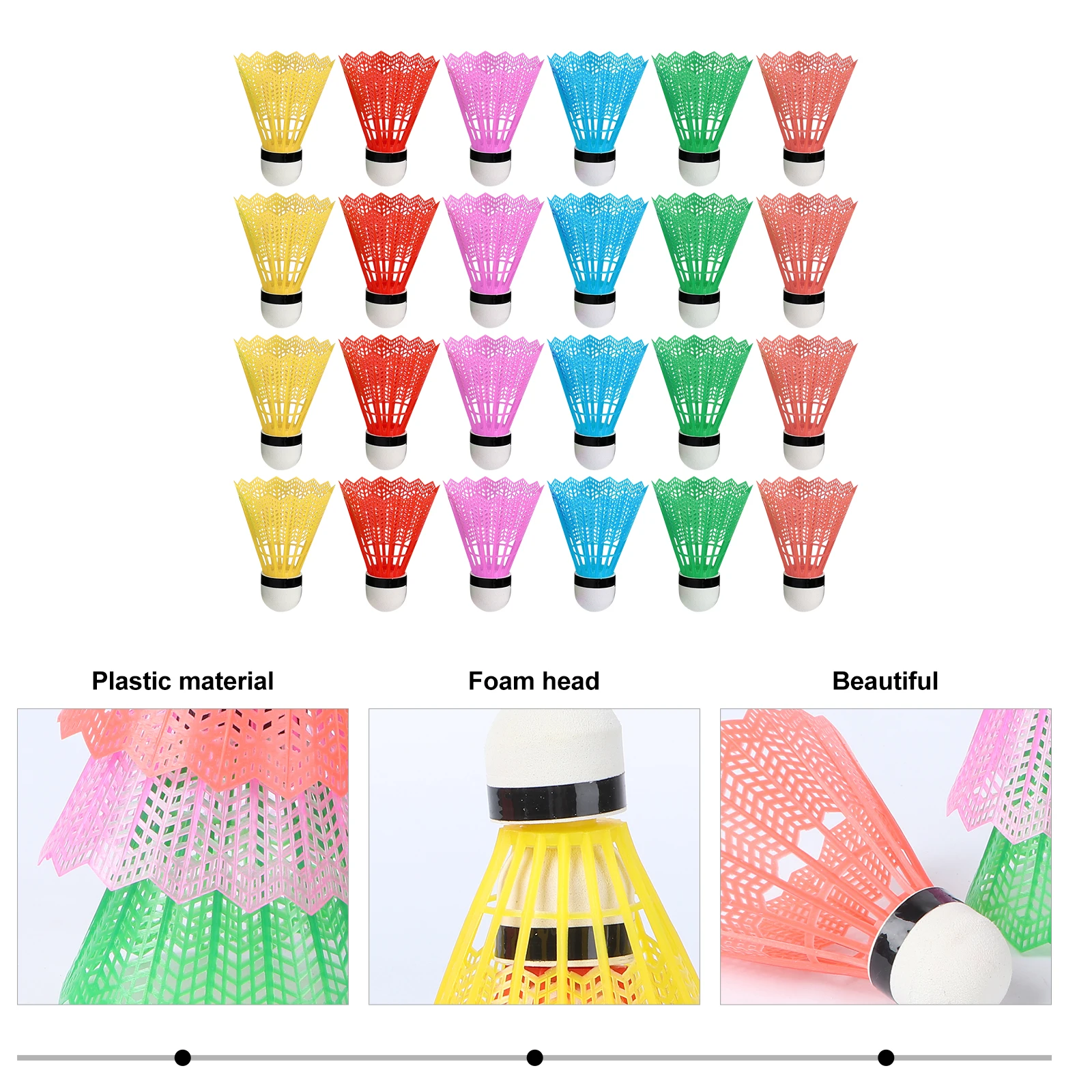 

24 Pcs Tennis Balls Plastic Badminton Light Weight Shuttlecock Colorful